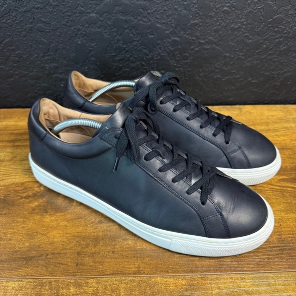 Suitsupply FW14001 Navy Leather Low Top Sneaker Mens Size 11 EU 44